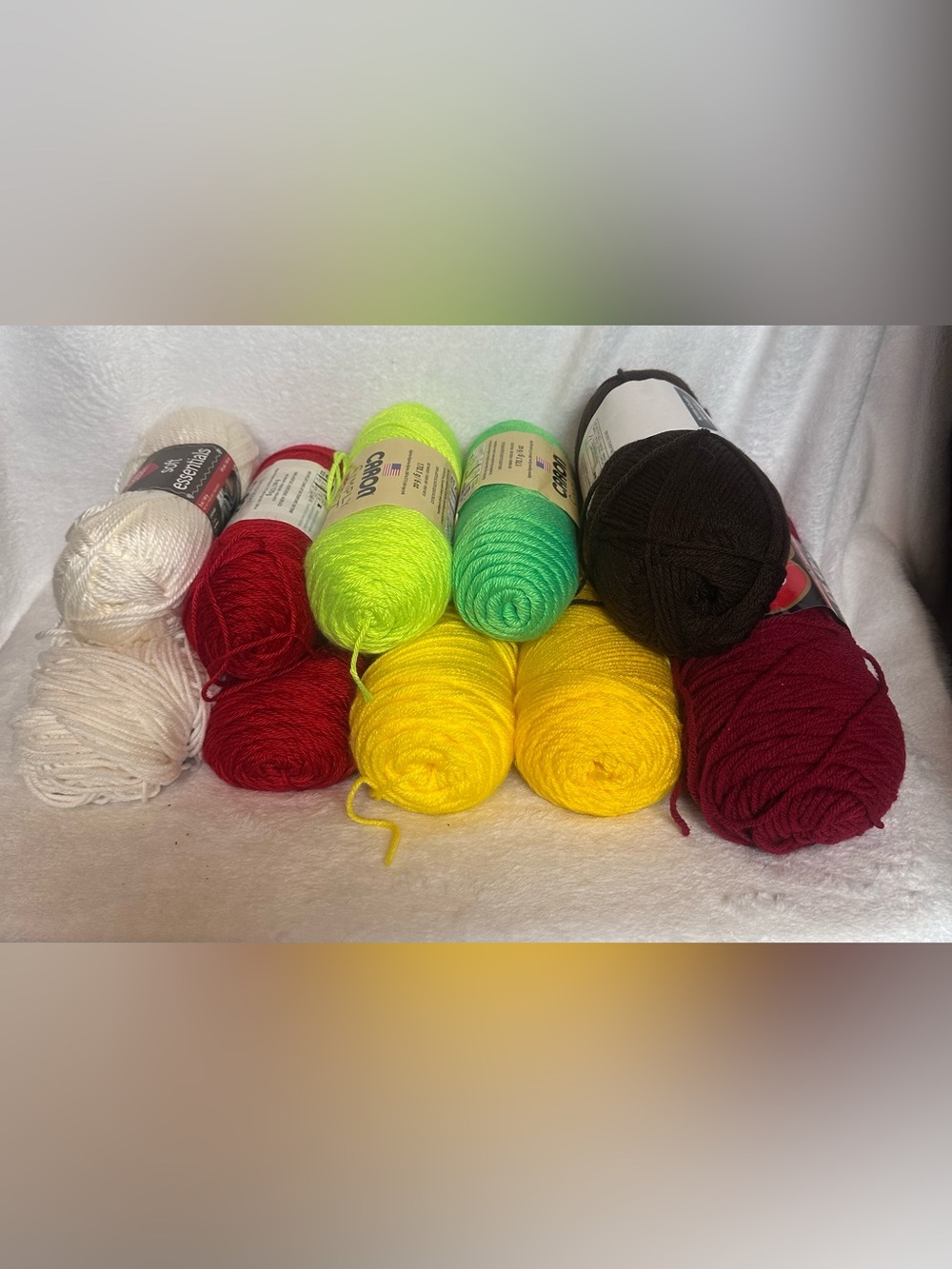 Y-06 10 Assorted Bright Acrylic Yarn Bundle - Multiple Colors- Enough for Hats